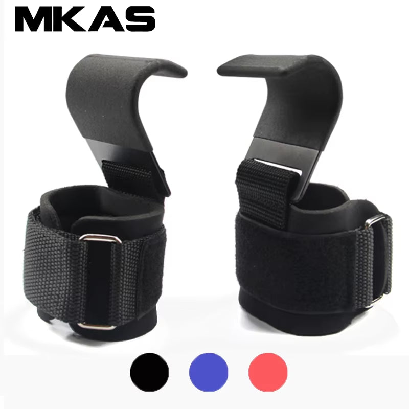 Weight Lifting Hook Grips with Wrist Wraps Hand-Bar Wrist Strap Gym Fitness Hook Weight Strap Pull-Ups Power Lifting Gloves